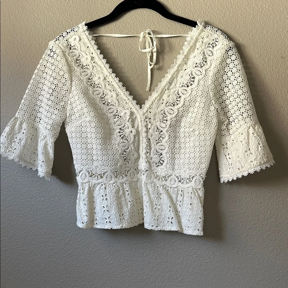 A&F crochet lace tie cropped top size XXS - Picture 4 of 6